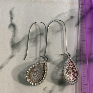 Silver and gold Teardrop Filigree Earrings